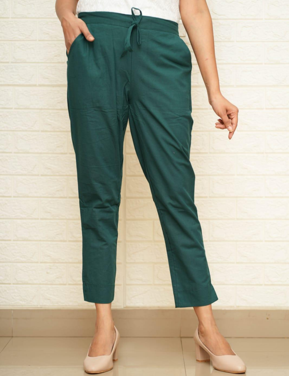 Women Wine Cotton Pants