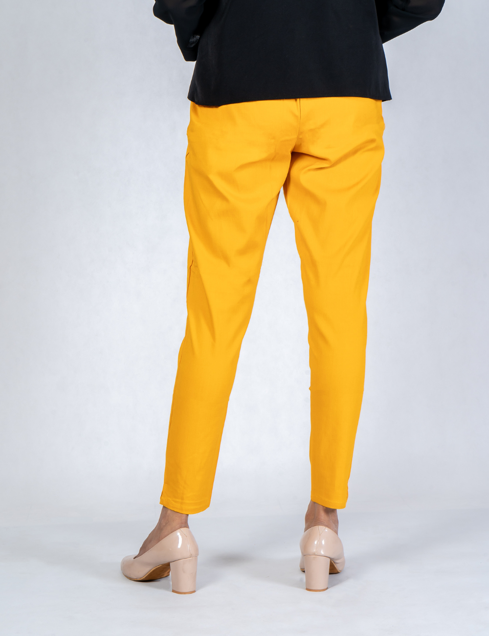 Women Mustard Cotton Lycra Pant