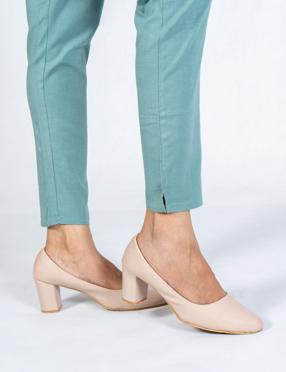 Women Teal Cotton Lycra Pant