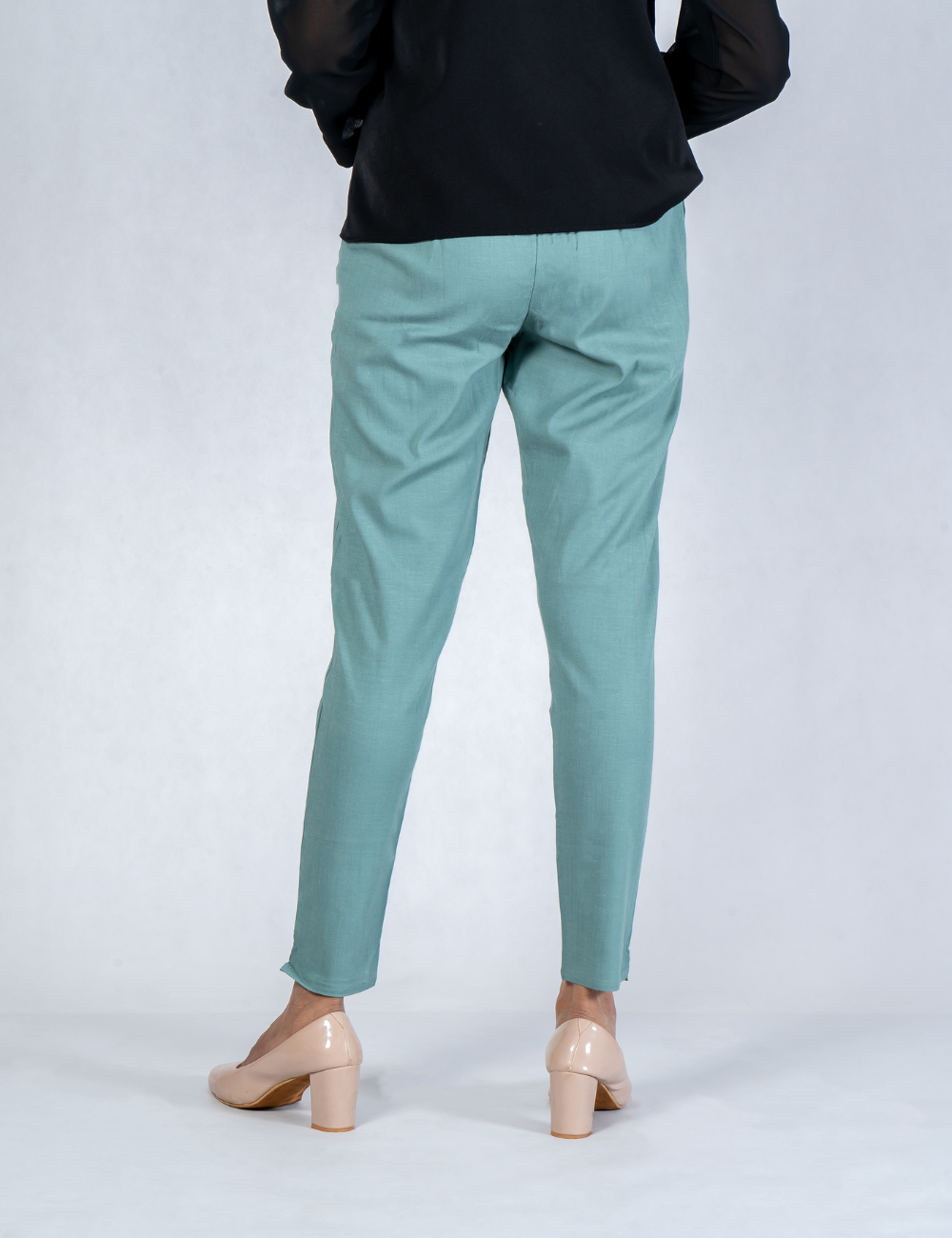 Women Teal Cotton Lycra Pant
