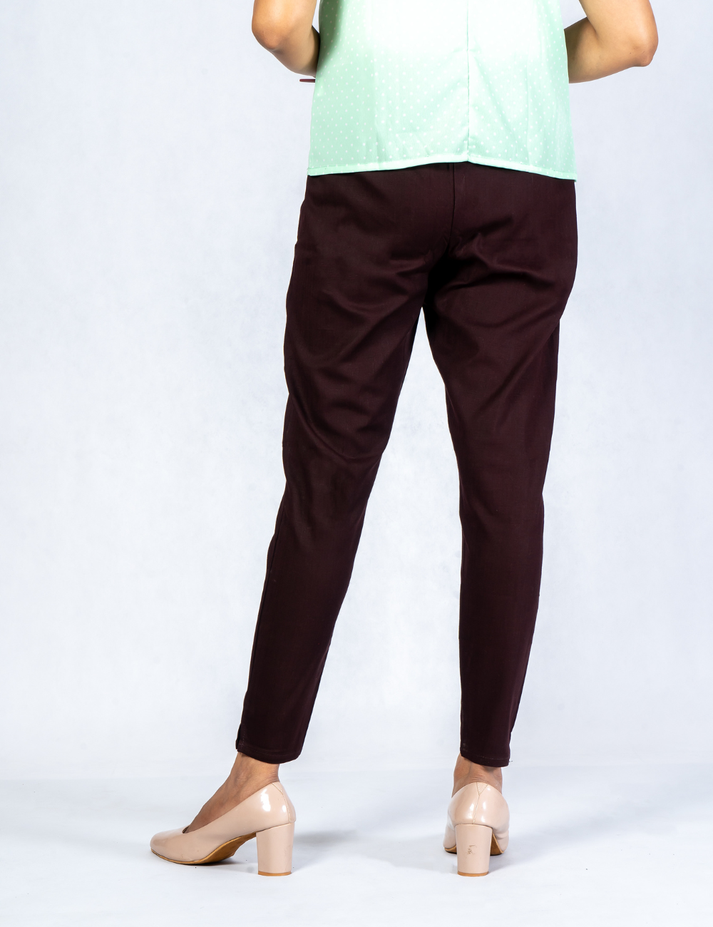 Women Coffee Brown Cotton Lycra Pant