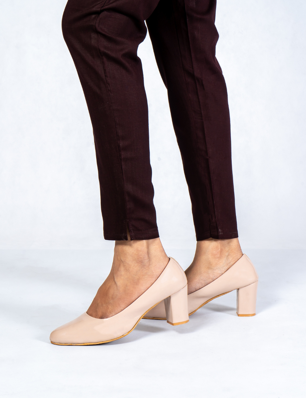 Women Coffee Brown Cotton Lycra Pant