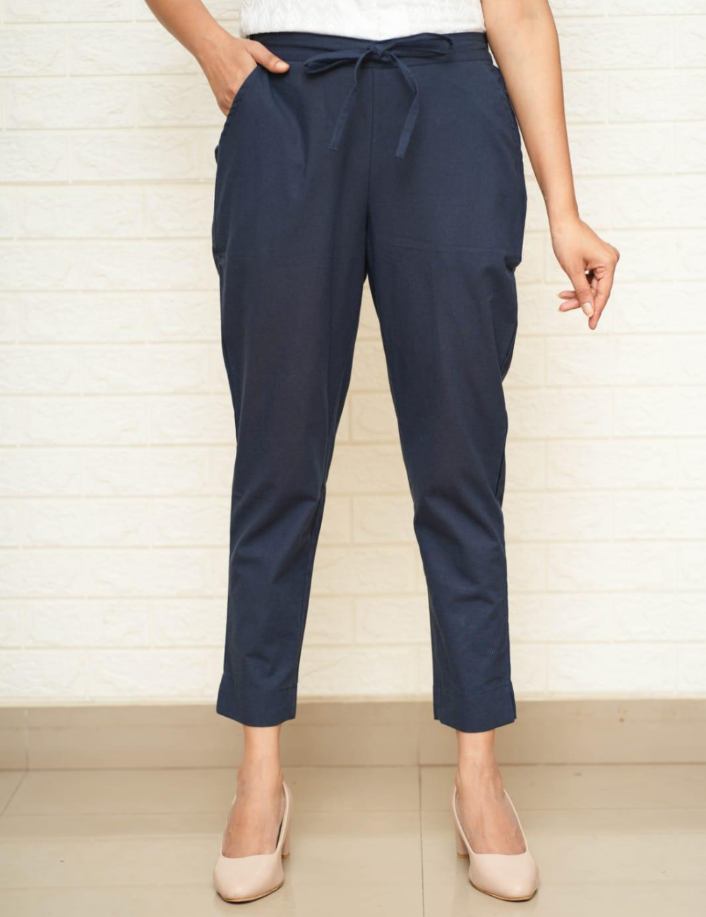 Women Wine Cotton Pants