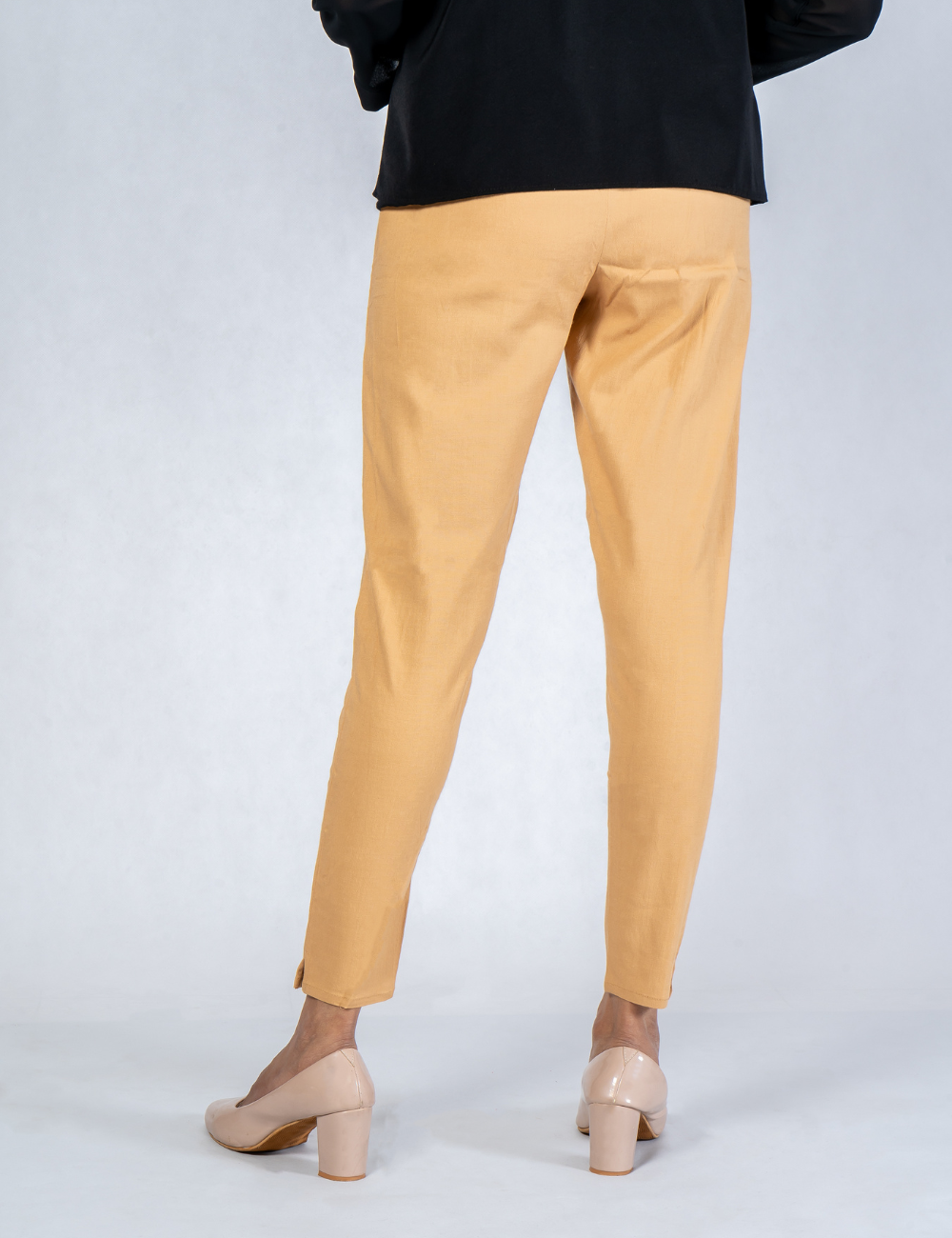 Women Gold Cotton Lycra Pant
