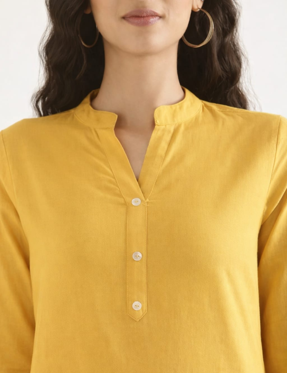Women Yellow Airy Linen Long Kurta