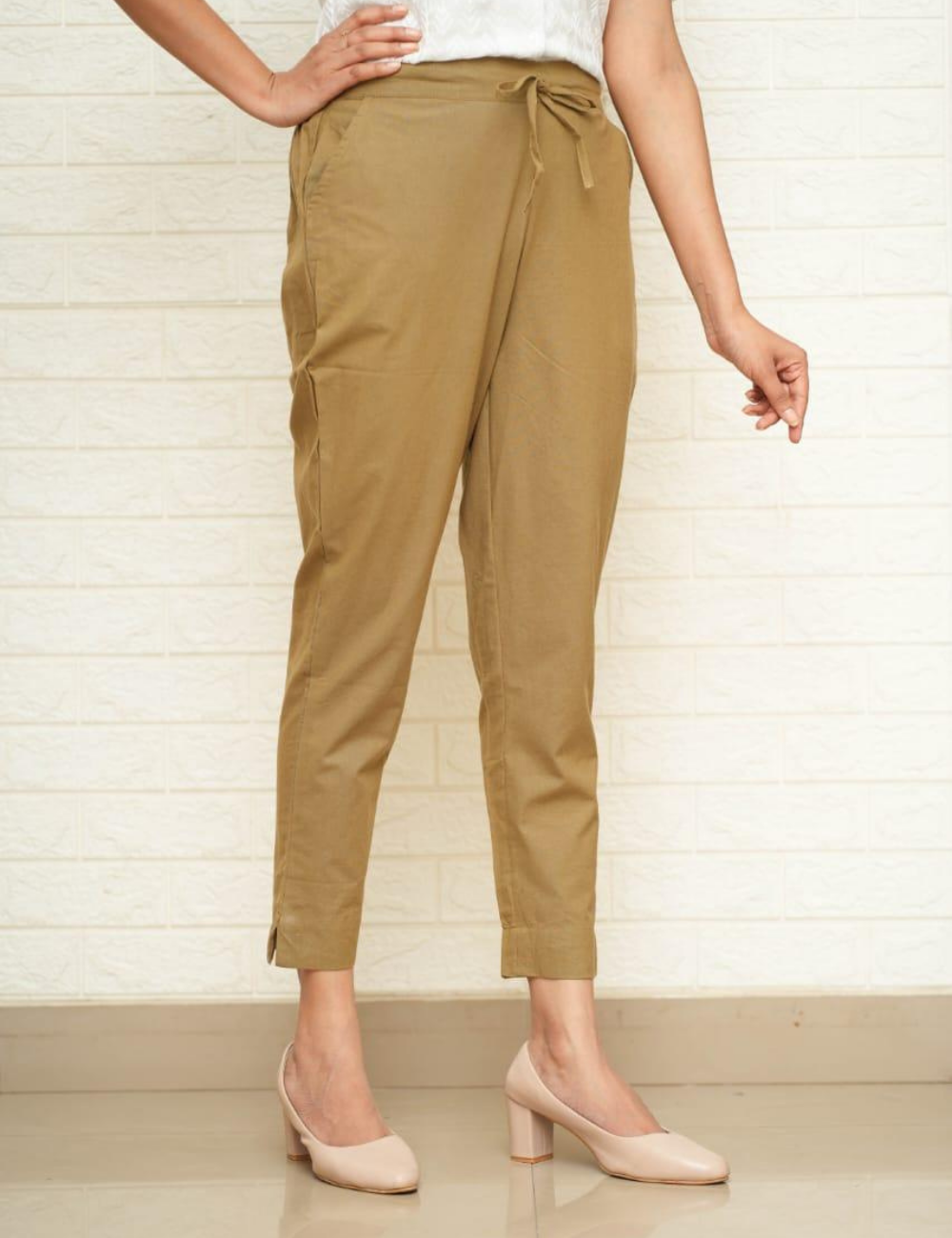 Women Khaki Cotton Pants