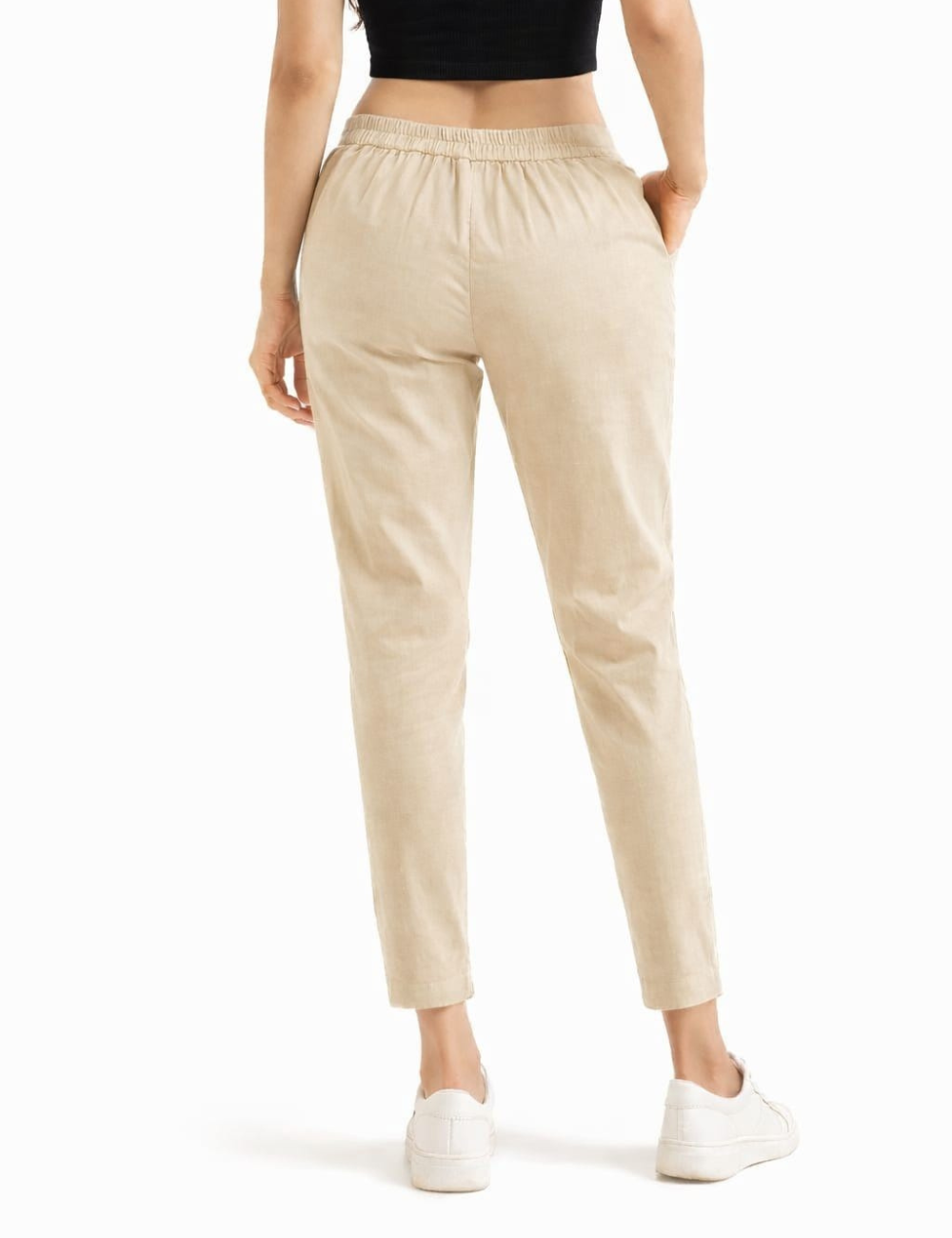 Women Beige Cotton Straight Pant