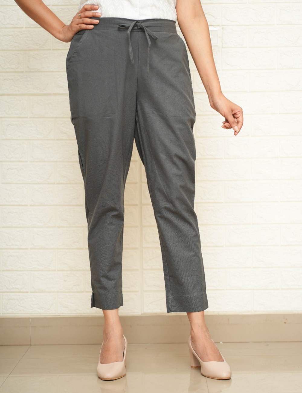Women Grey Cotton Pant
