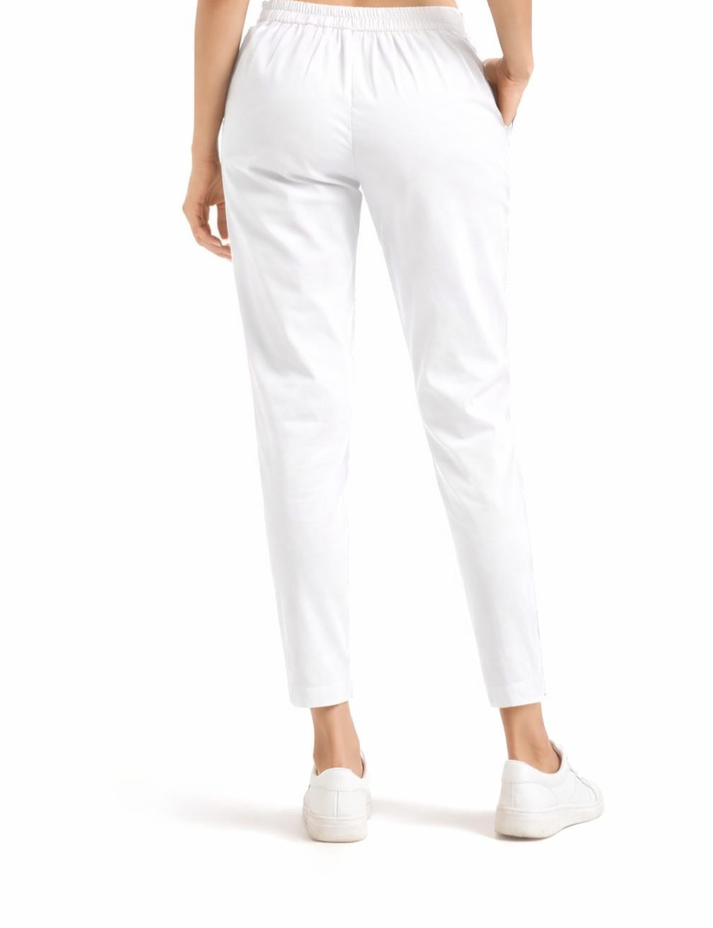 Women White Cotton Straight Pant