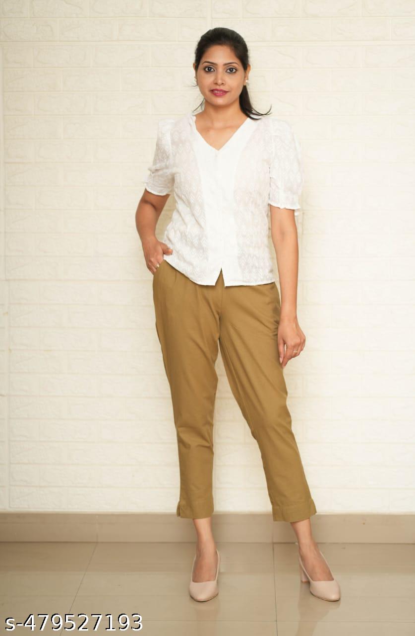 Women Dark Chiku Cotton Pant