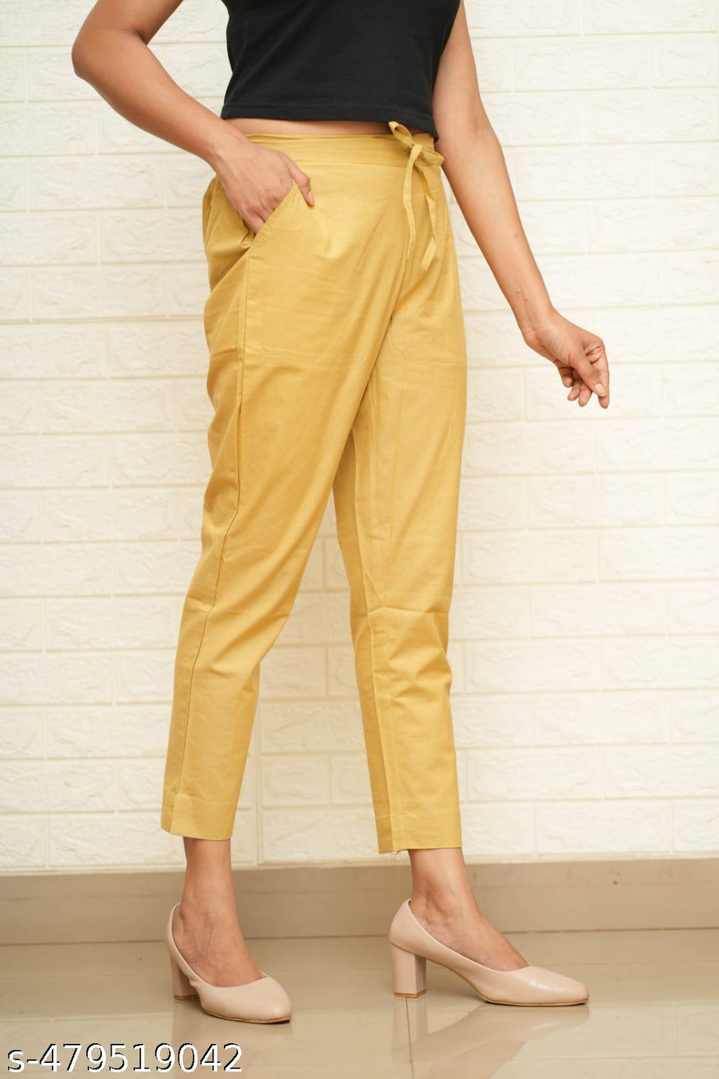 Women Mustard Cotton Pant