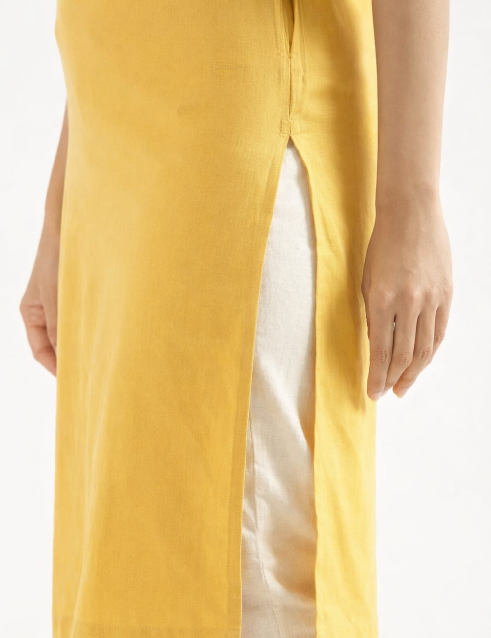 Women Yellow Airy Linen Long Kurta
