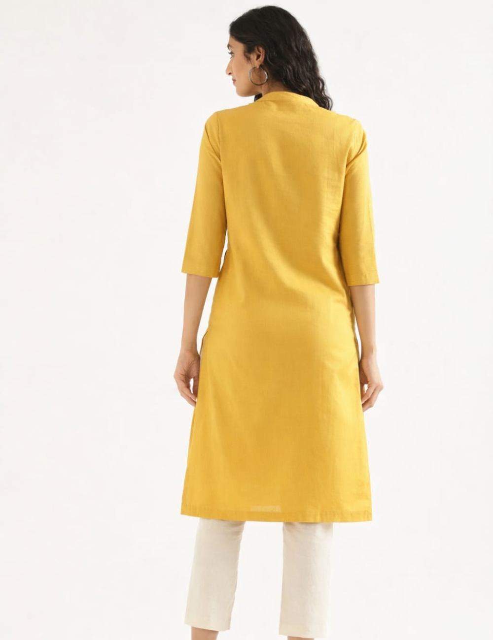 Women Yellow Airy Linen Long Kurta