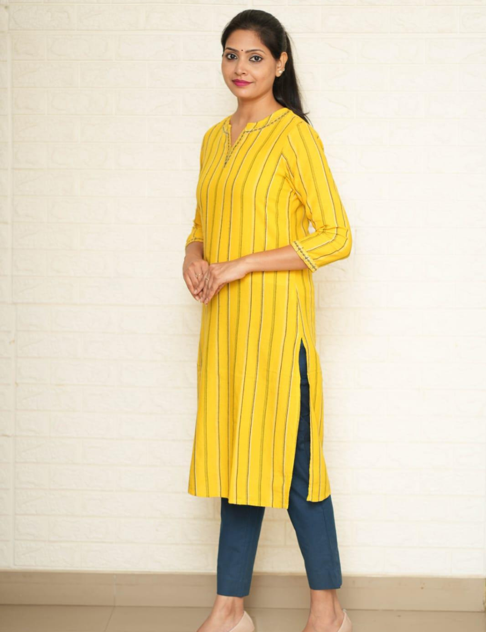 Women Peacock Blue Cotton Pant