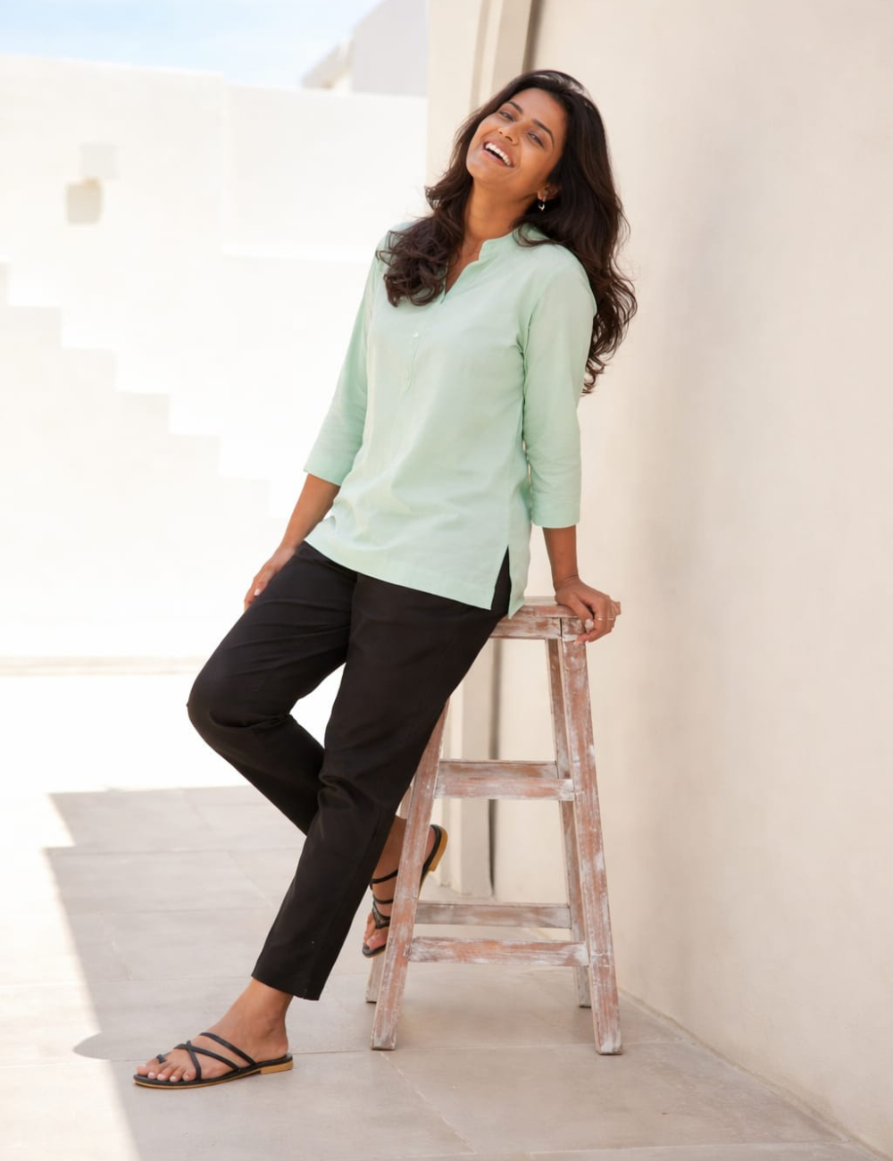Women Black Cotton Straight Pant