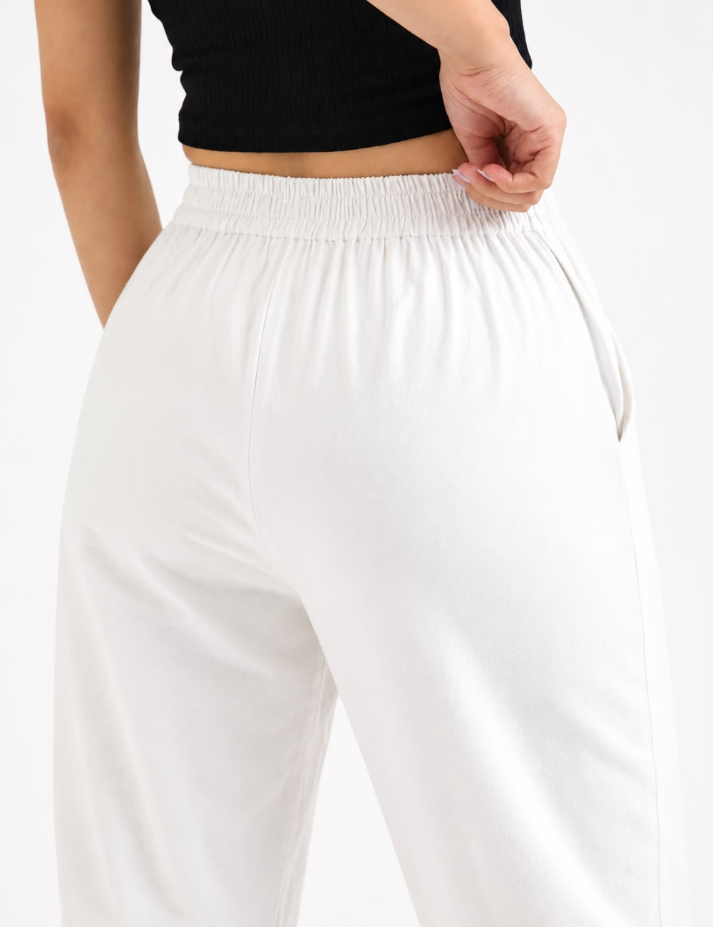 Women White Cotton Straight Pant