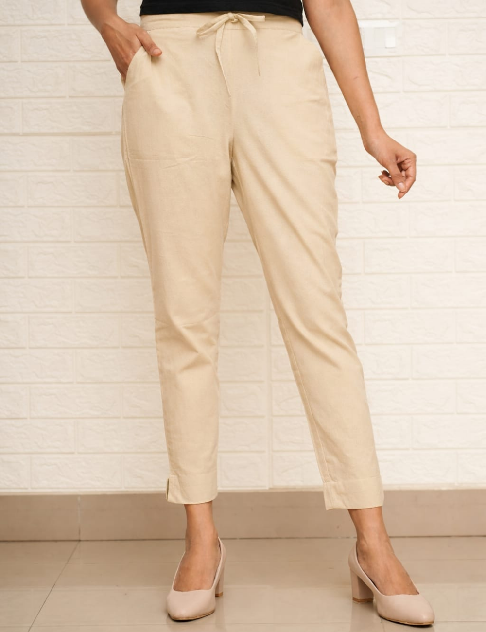 Women Wine Cotton Pants