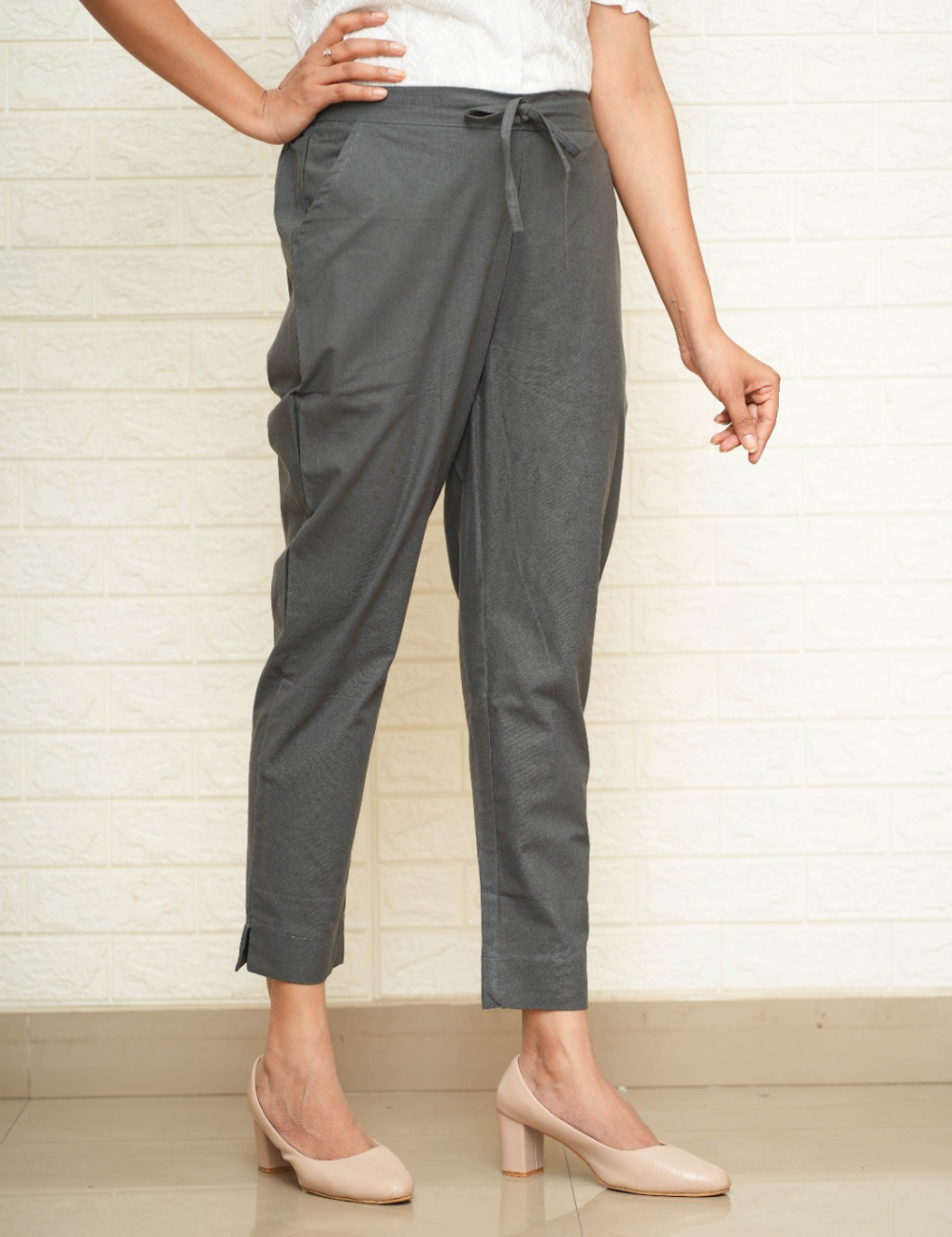 Women Grey Cotton Pant