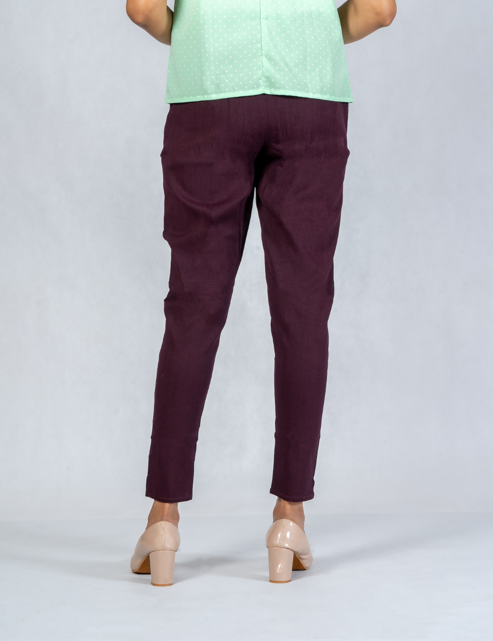 Women Wine Cotton Lycra Pant
