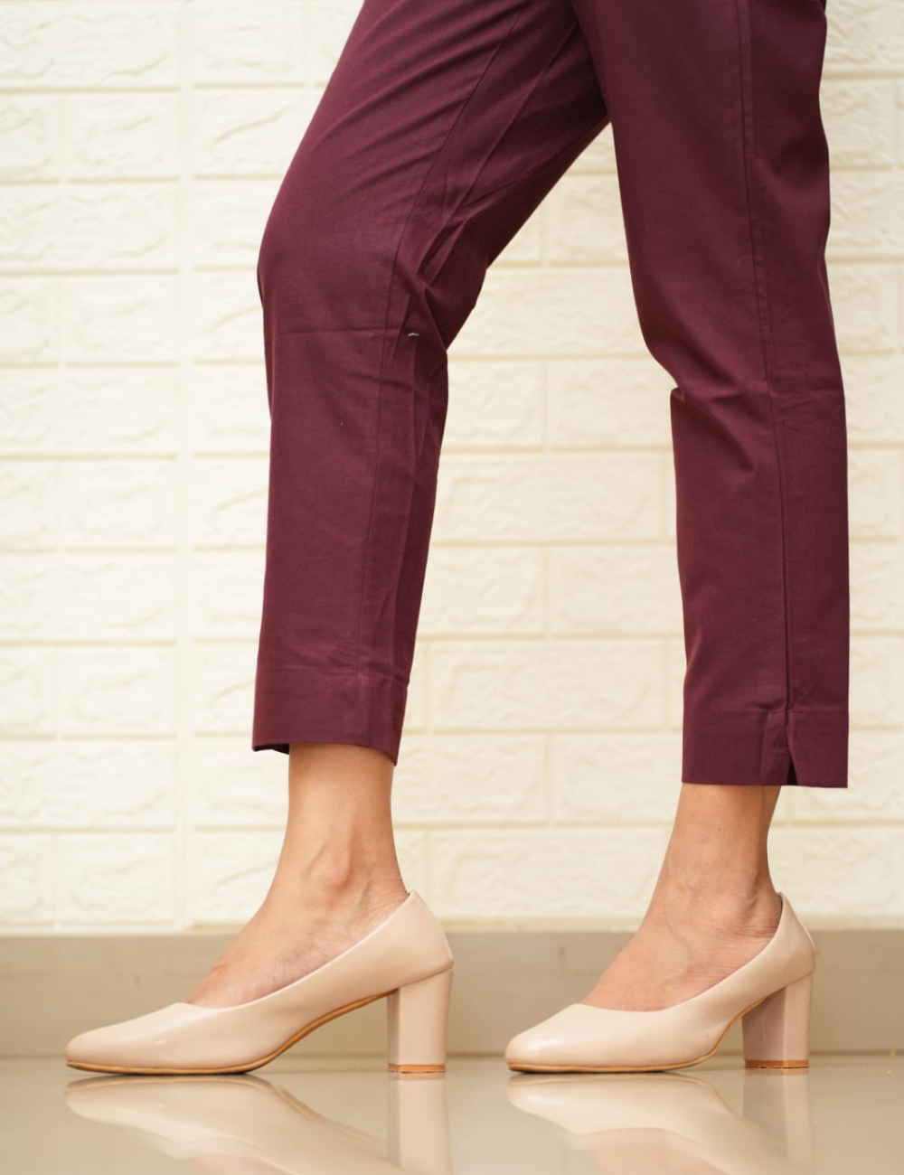 Women Wine Cotton Pants