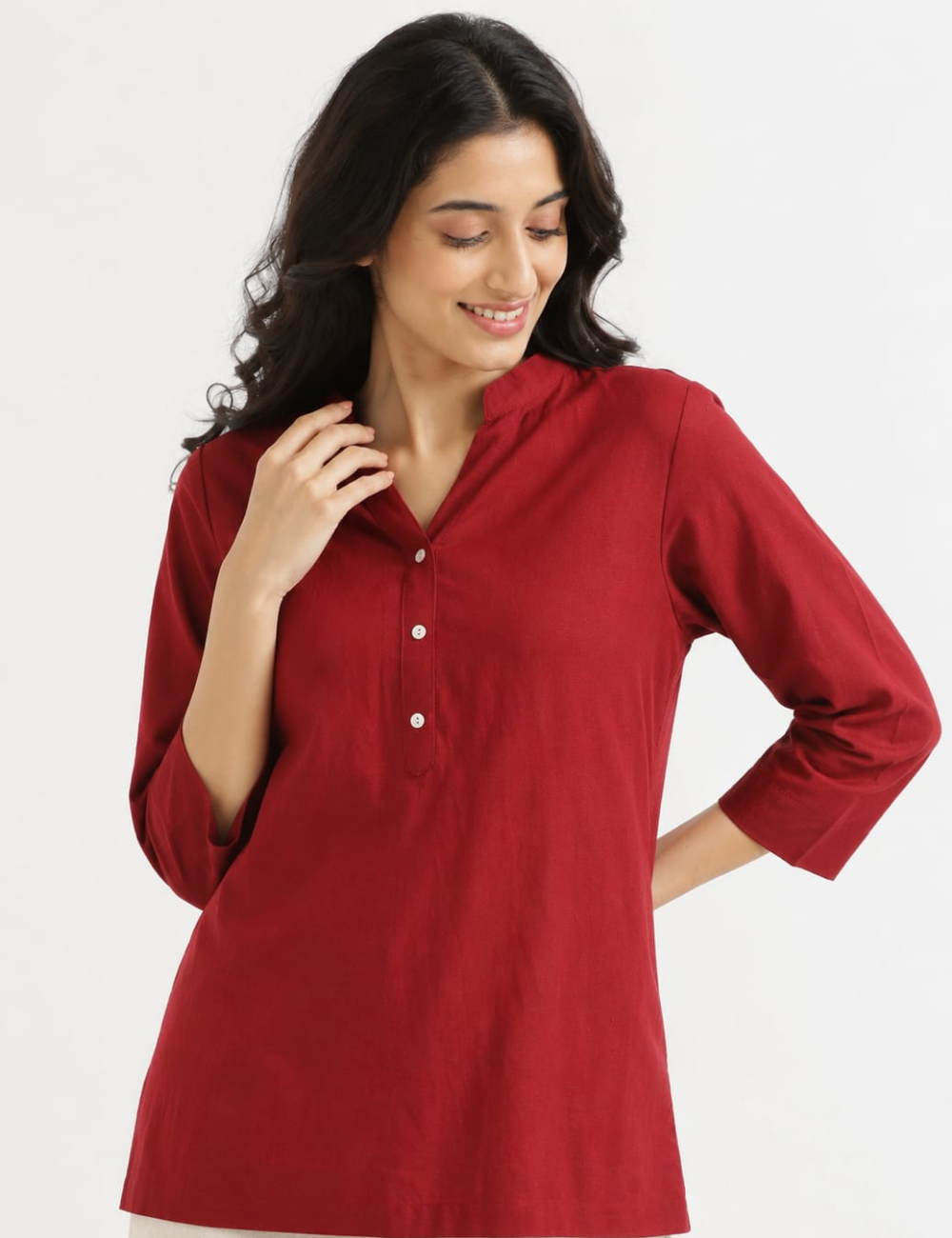Womem Yellow Airy Linen Short Kurta