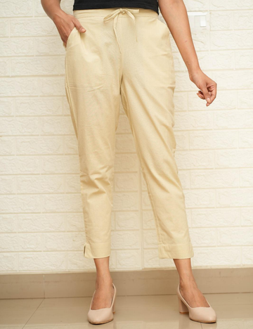 Women Cream Cotton Pant
