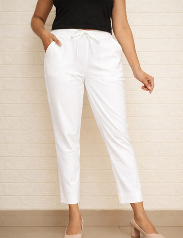 Women White Cotton Pants
