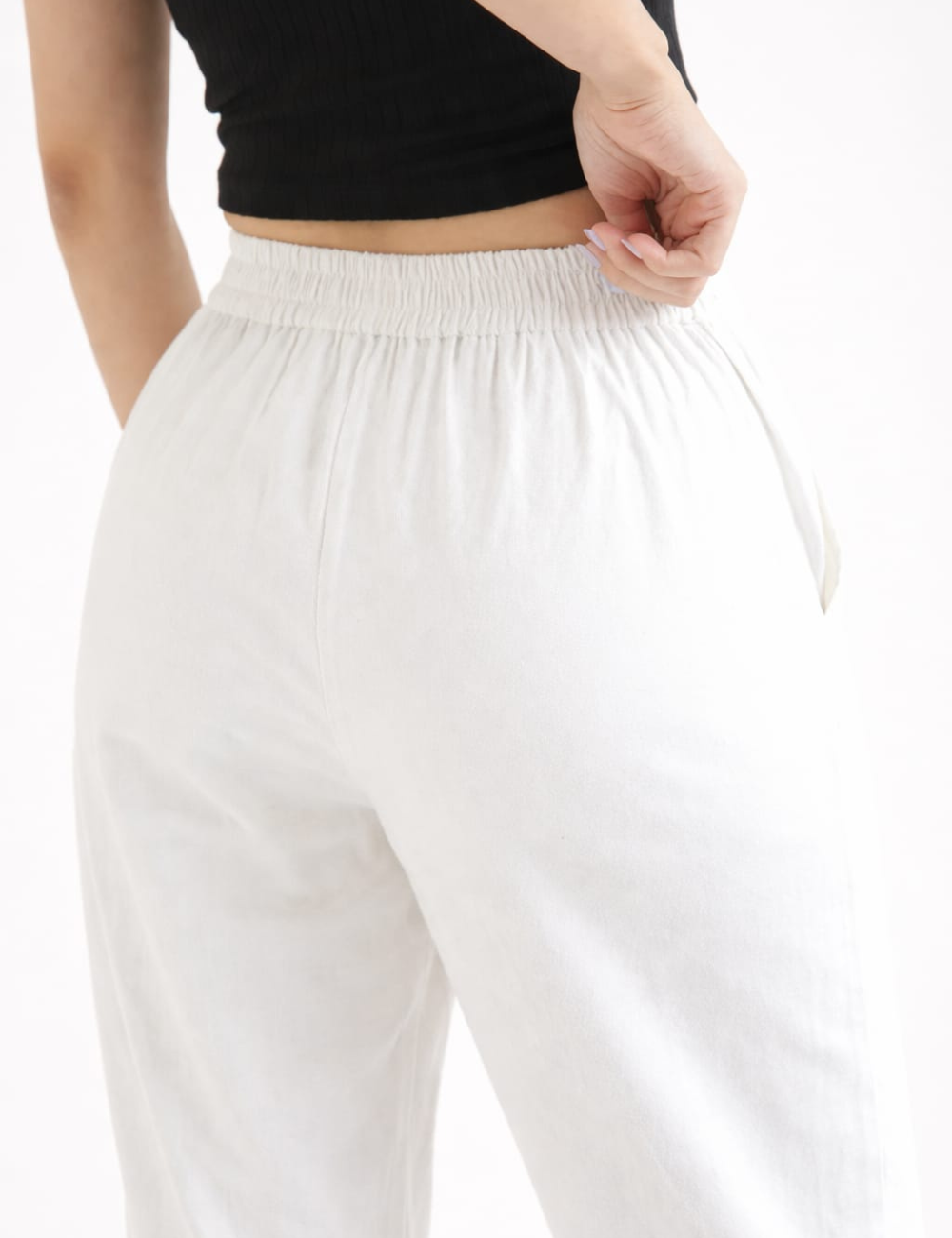 Women White Cotton Straight Pant