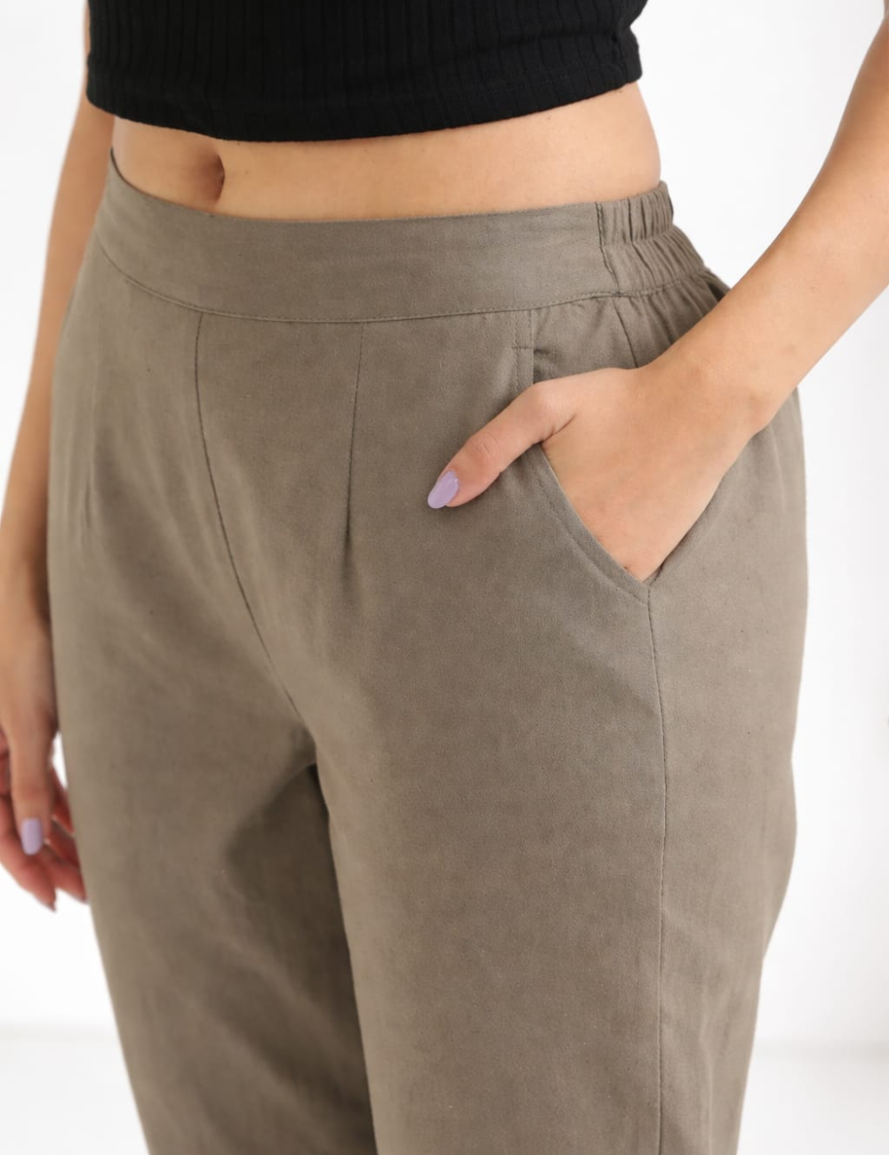 Women Grey Cotton Straight Pant