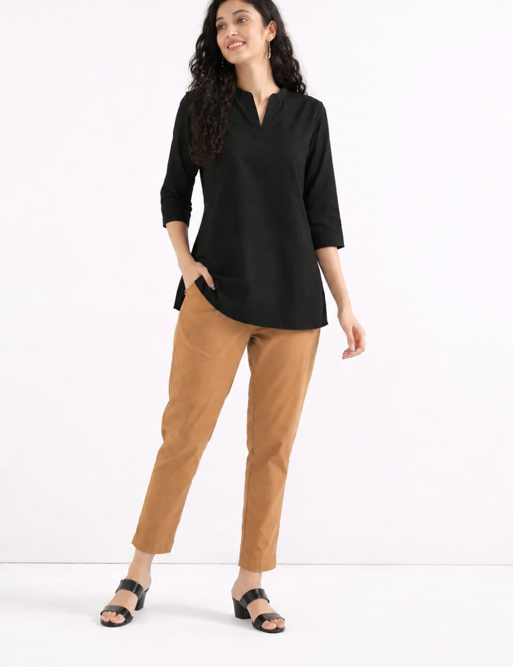 Women Brown Cotton Straight Pant