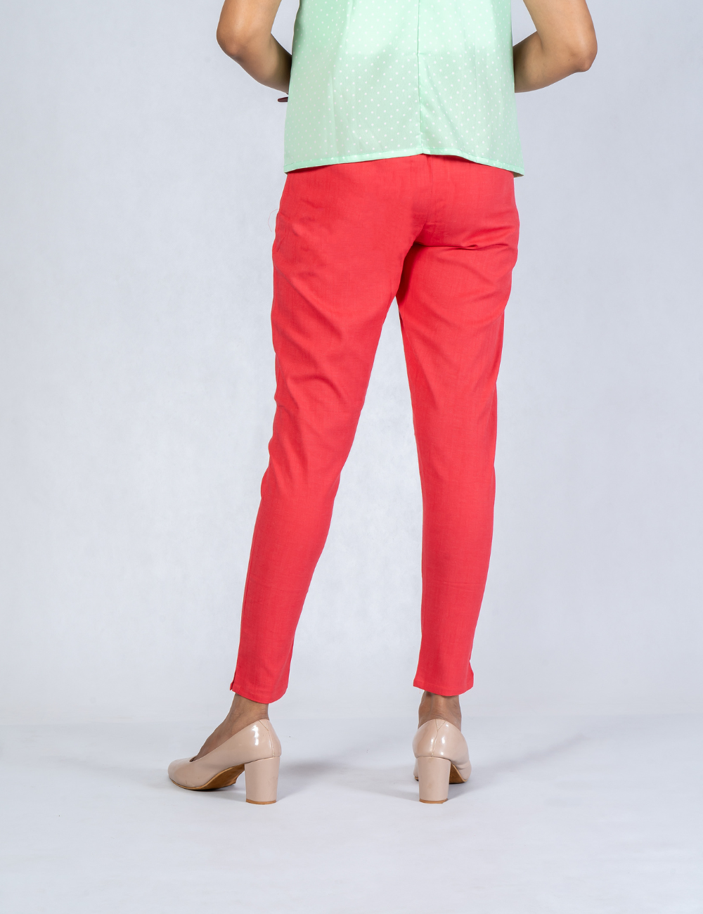 Women Dark Pink Cotton Lycra Pant