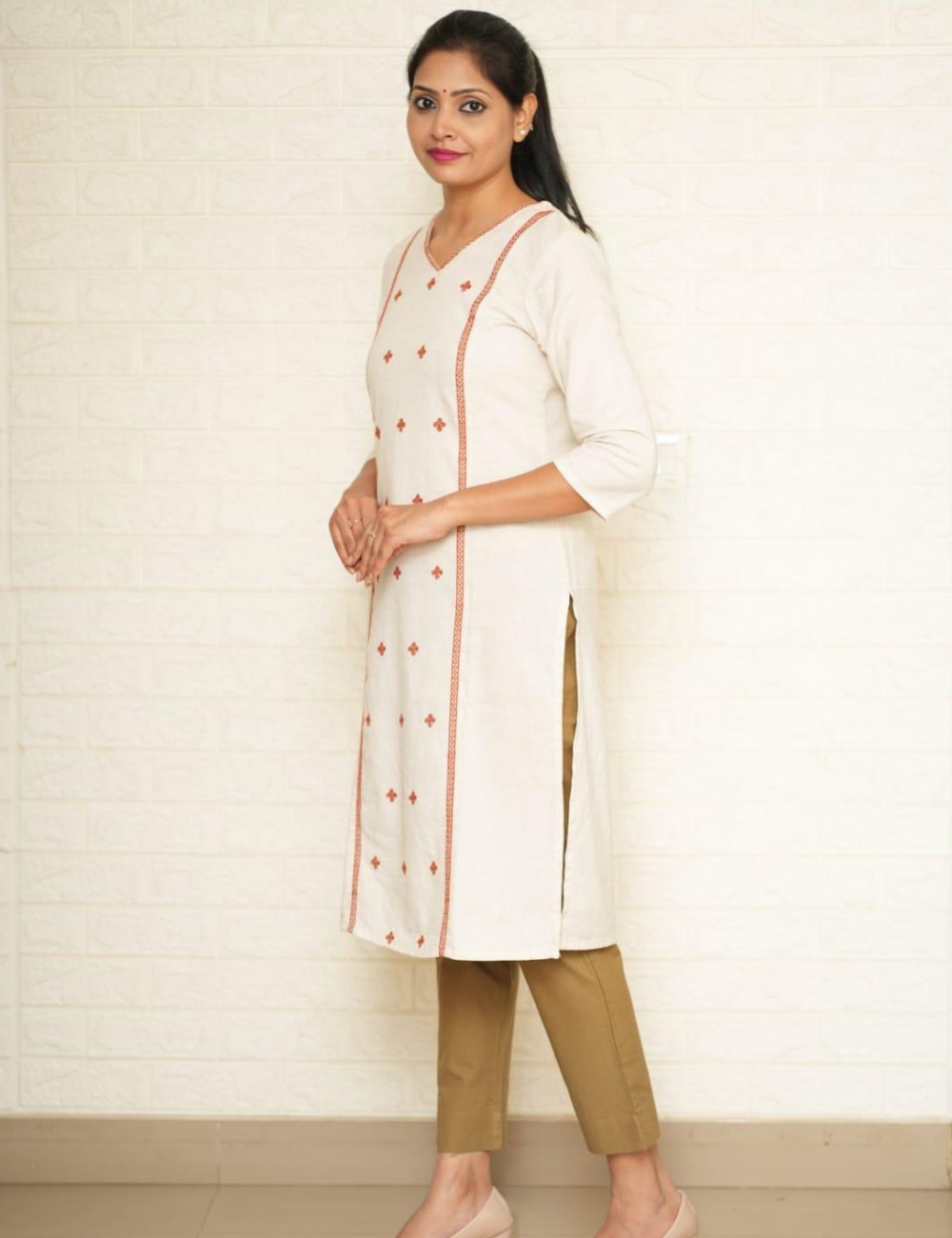 Women Khaki Cotton Pants