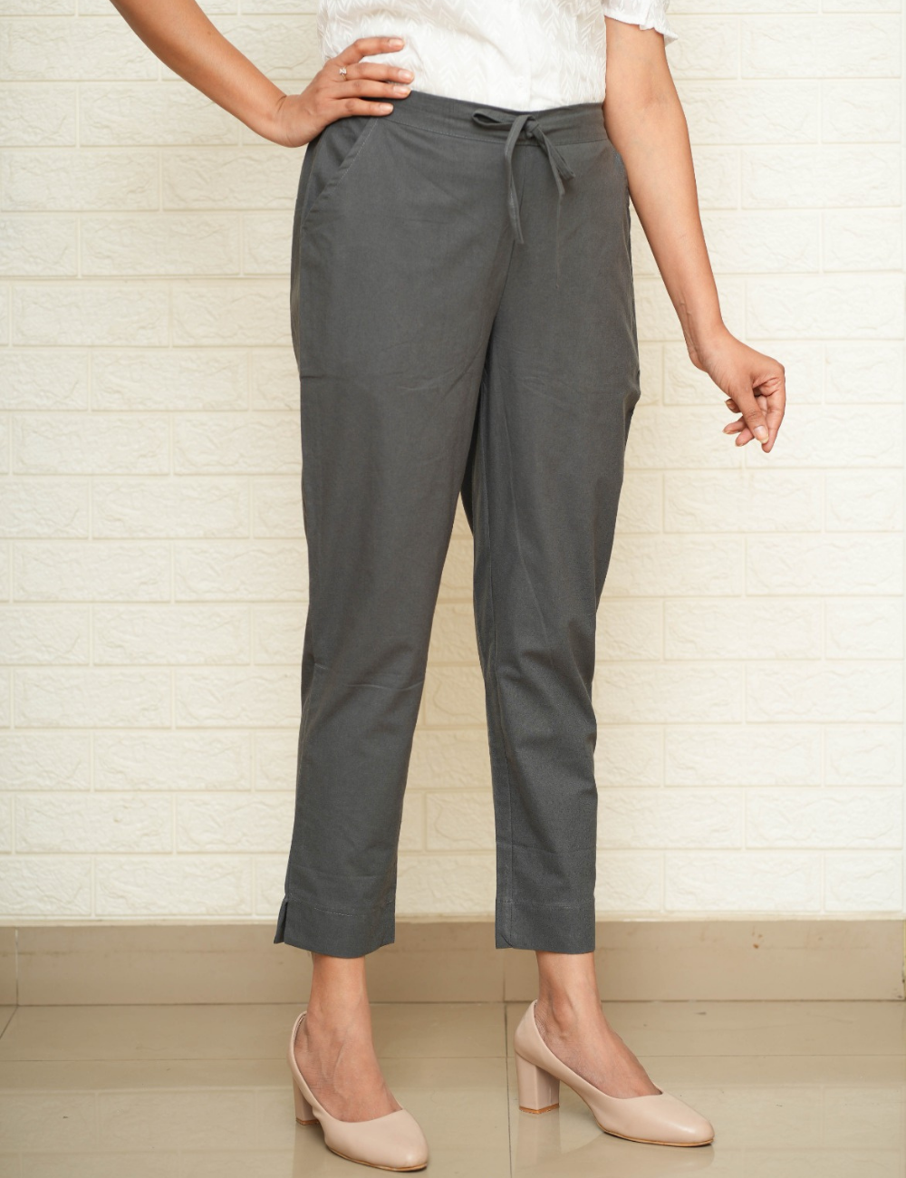 Women Grey Cotton Pant
