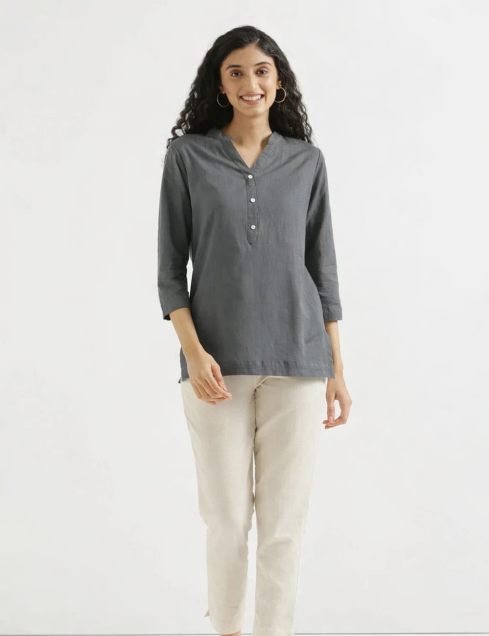Womem Yellow Airy Linen Short Kurta