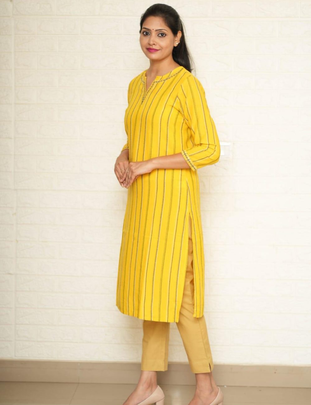 Women Gold Cotton Pant