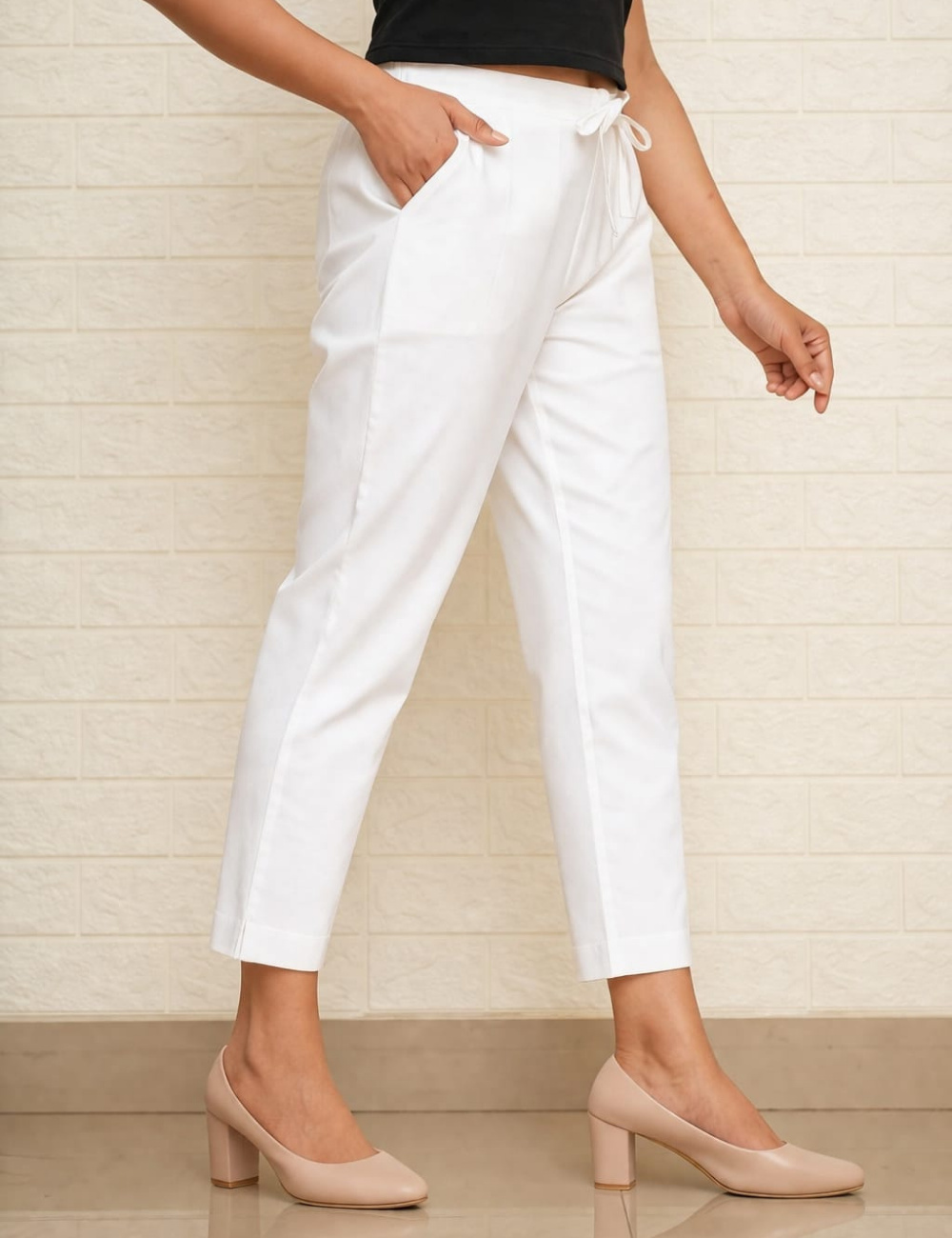 Women White Cotton Pants