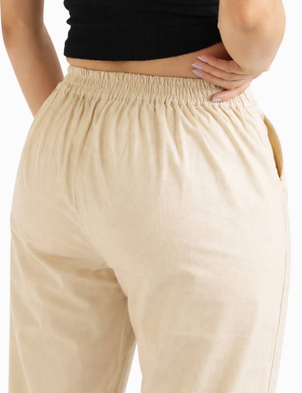 Women Beige Cotton Straight Pant