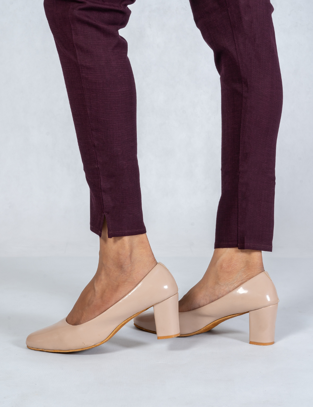 Women Wine Cotton Lycra Pant