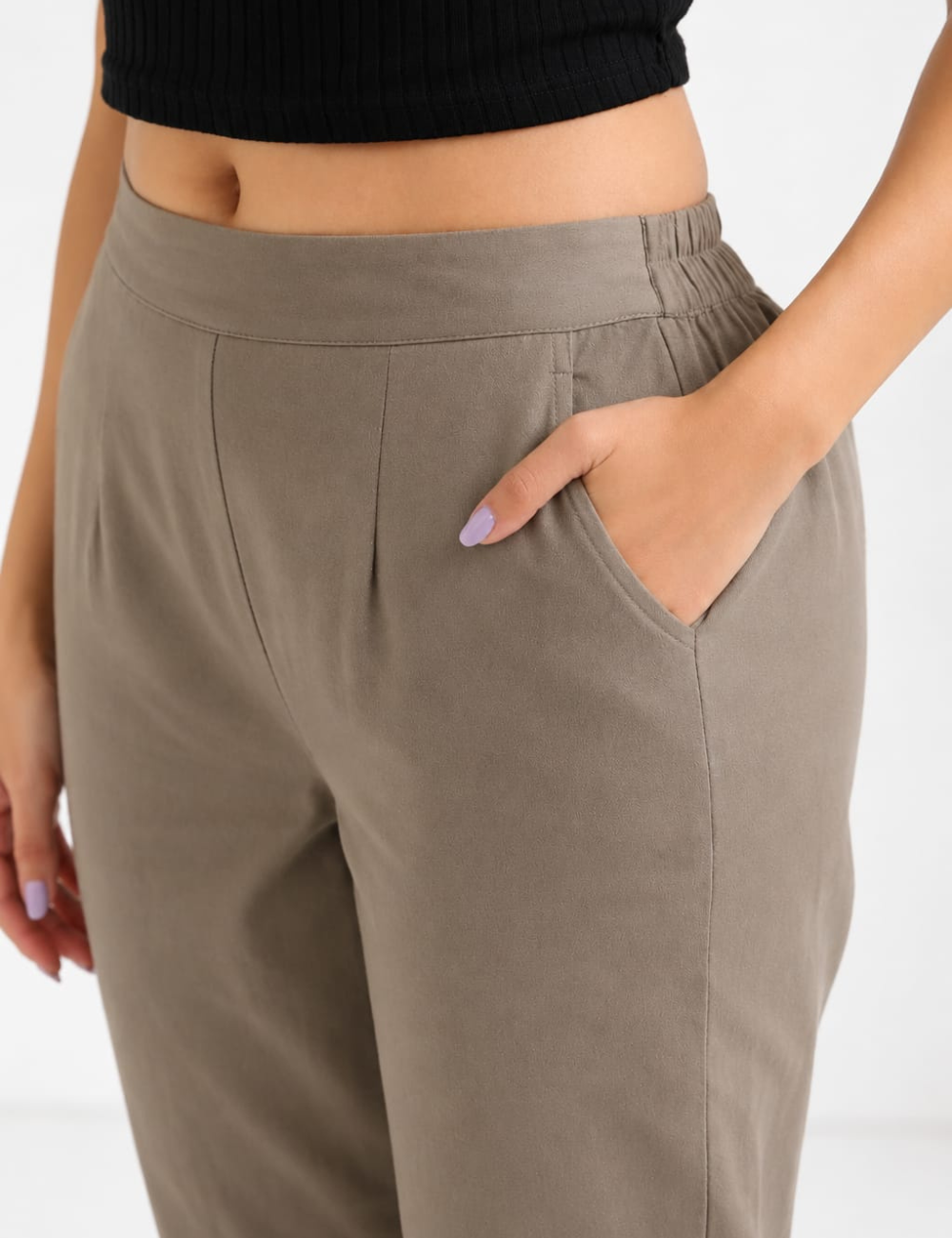 Women Grey Cotton Straight Pant