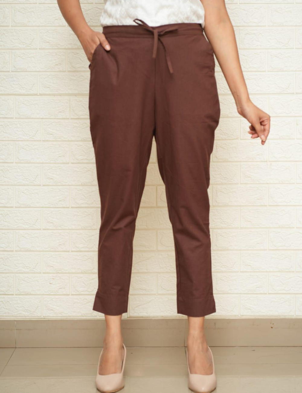 Women Brown Cotton Pant