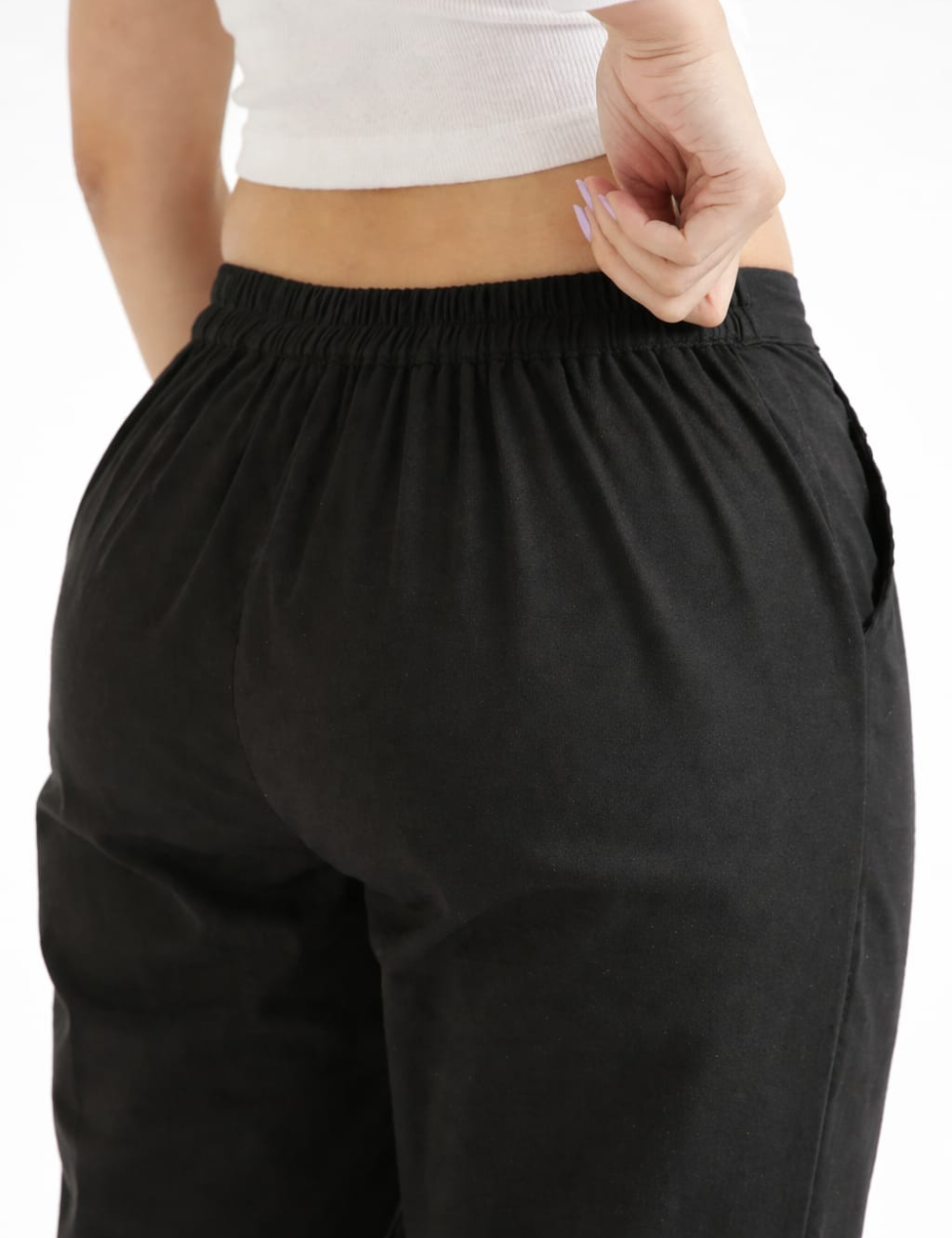 Women Black Cotton Straight Pant