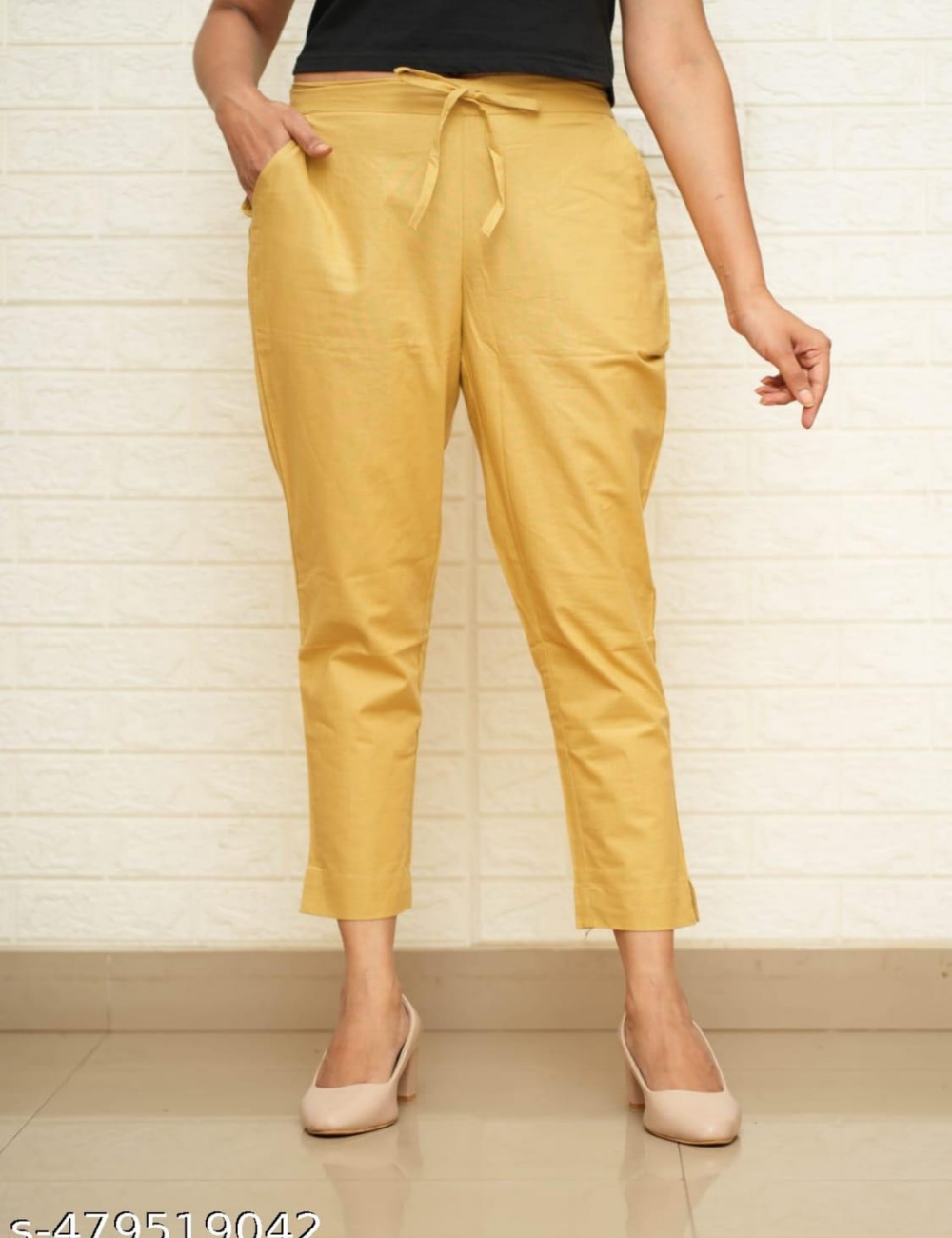 Women Wine Cotton Pants