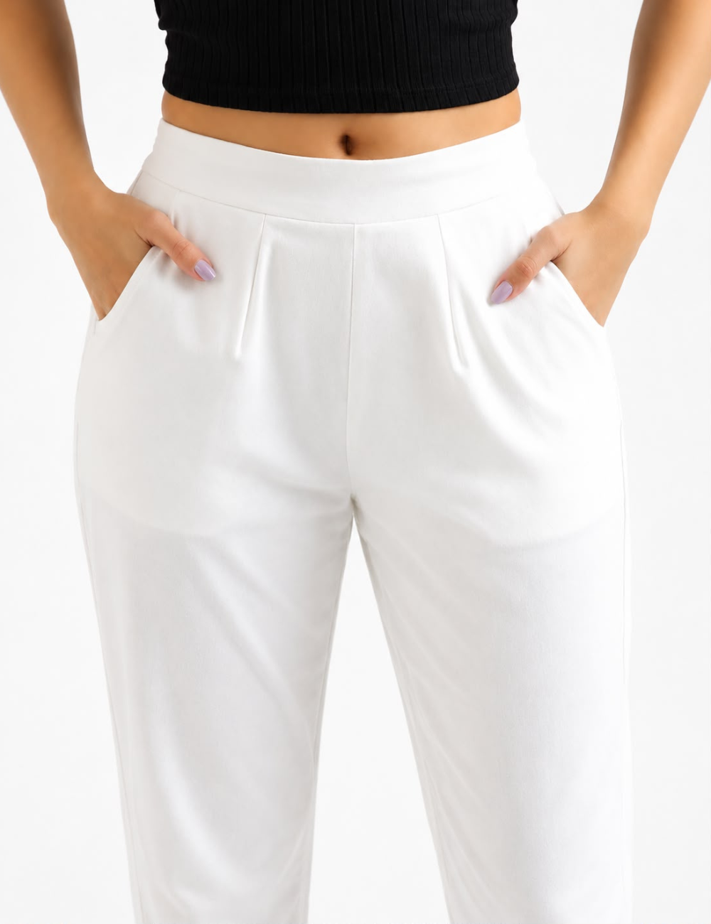 Women White Cotton Straight Pant