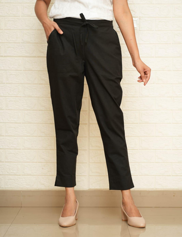 Women Black Cotton Pants