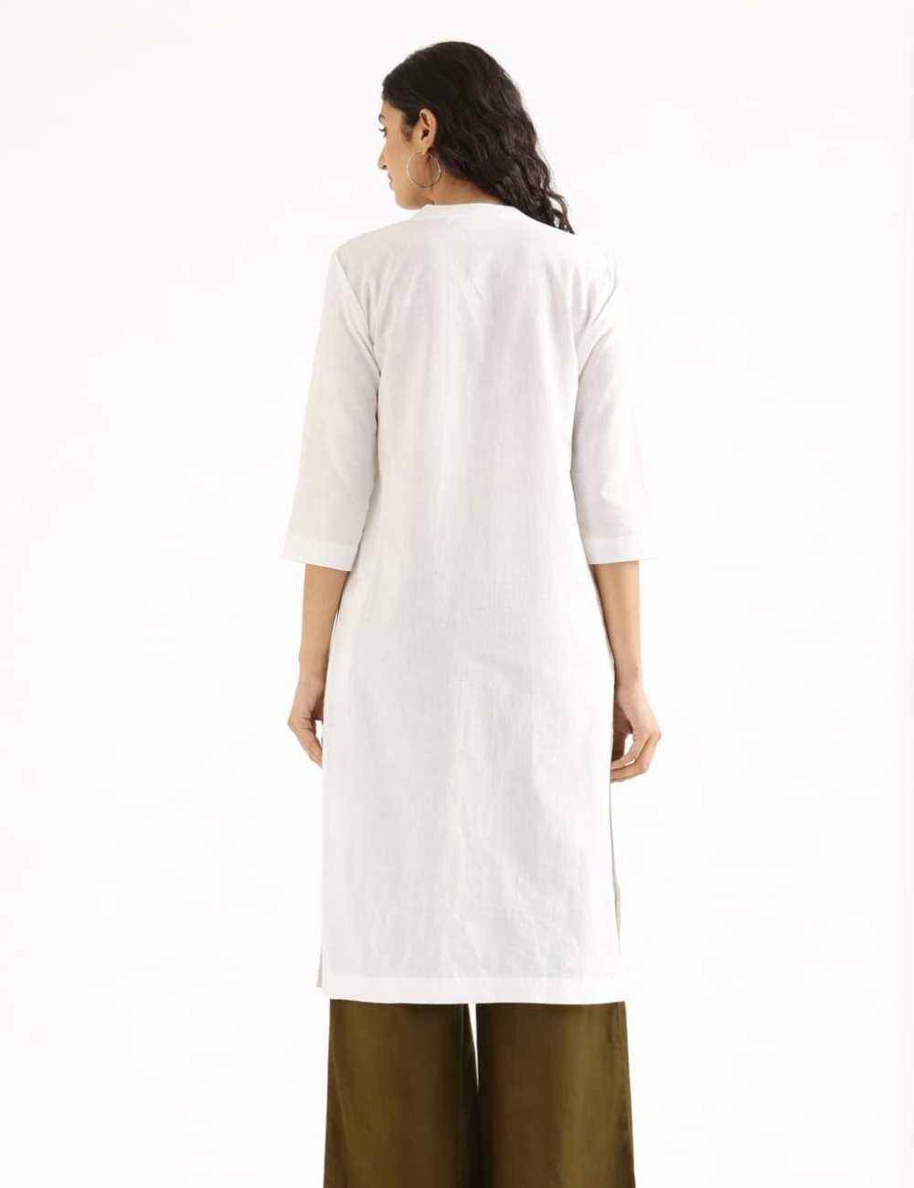 Women White Airy Linen Long Kurta