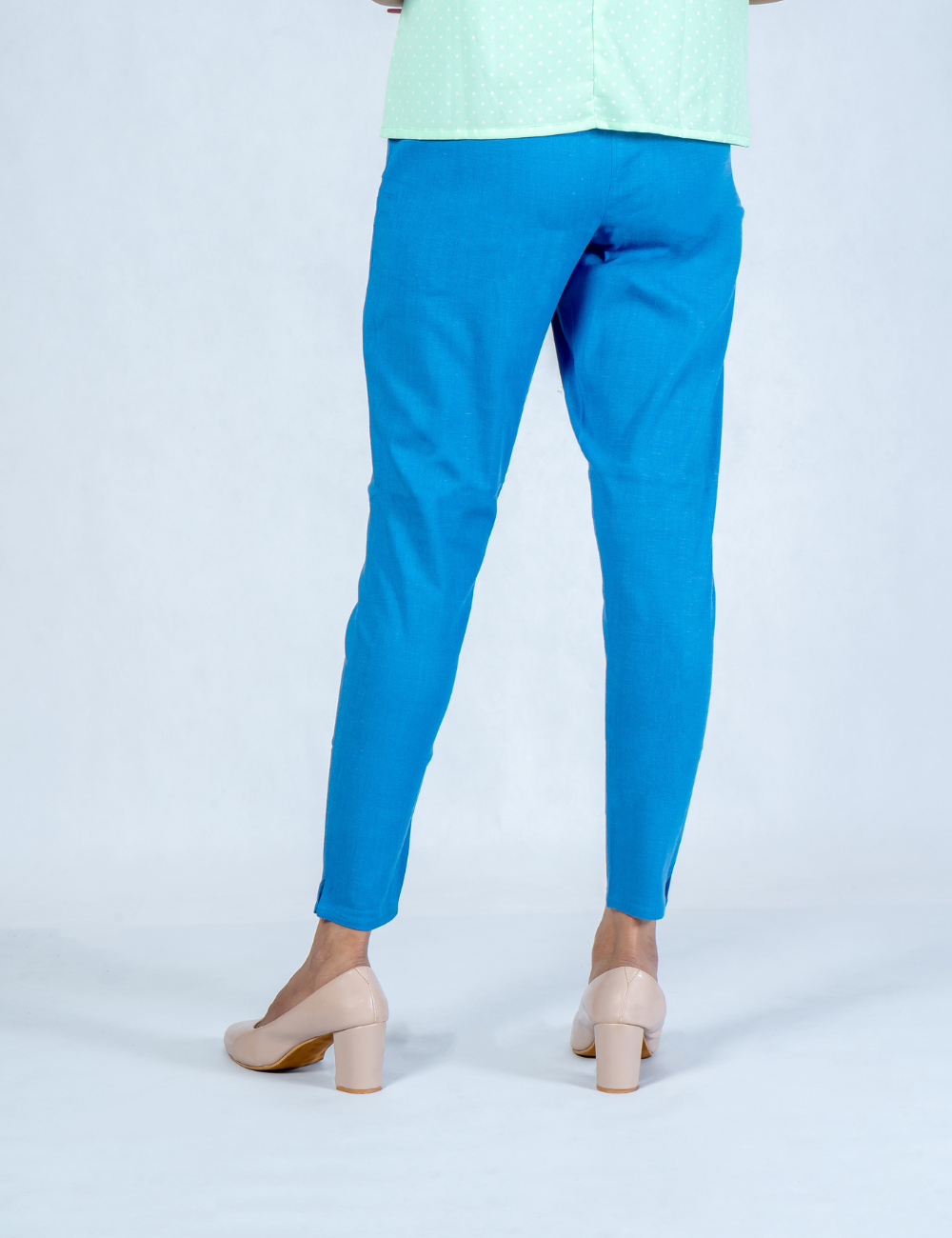 Women Royal Blue Cotton Lycra Pant