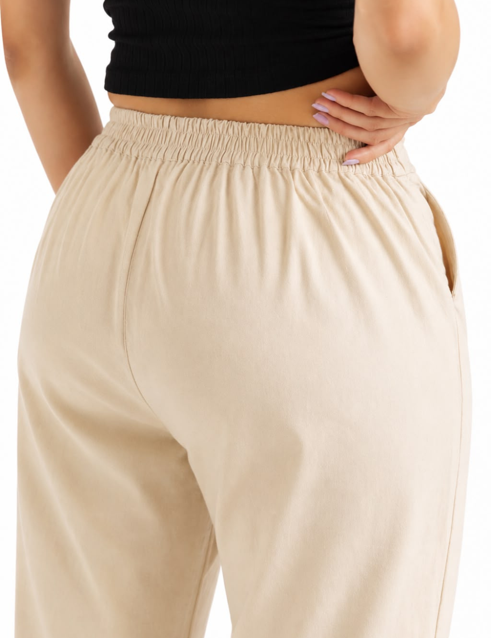 Women Beige Cotton Straight Pant