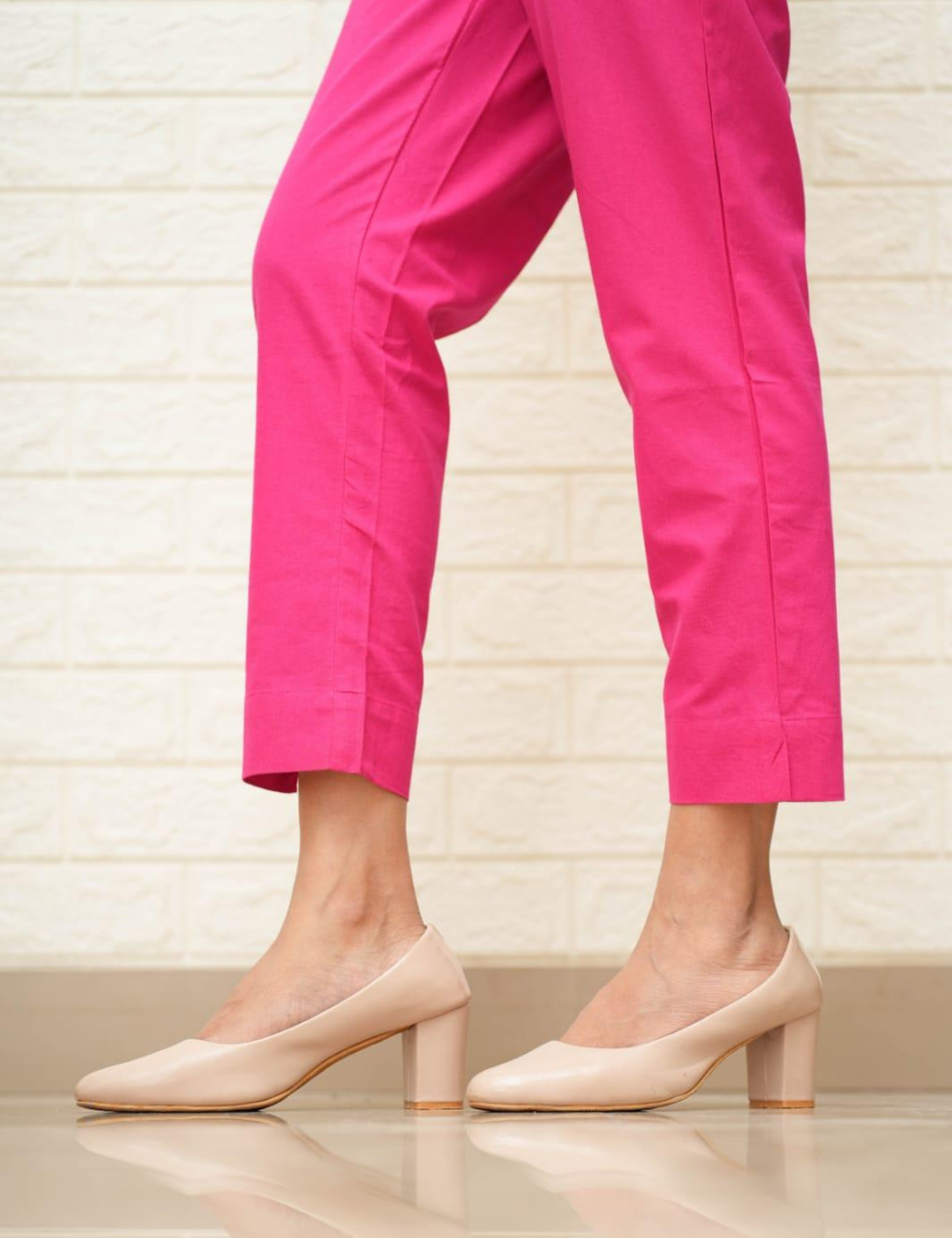 Women Rani Pink Cotton Pant