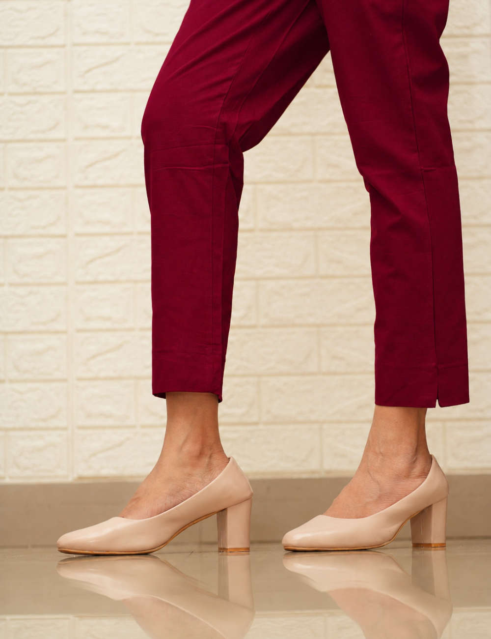 Women Maroon Cotton Pant