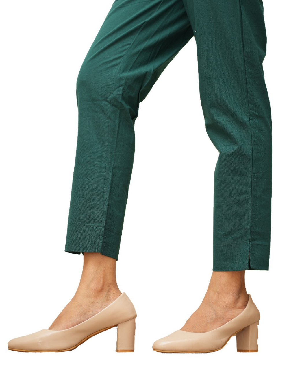 Women Bottle Green Cotton Pant